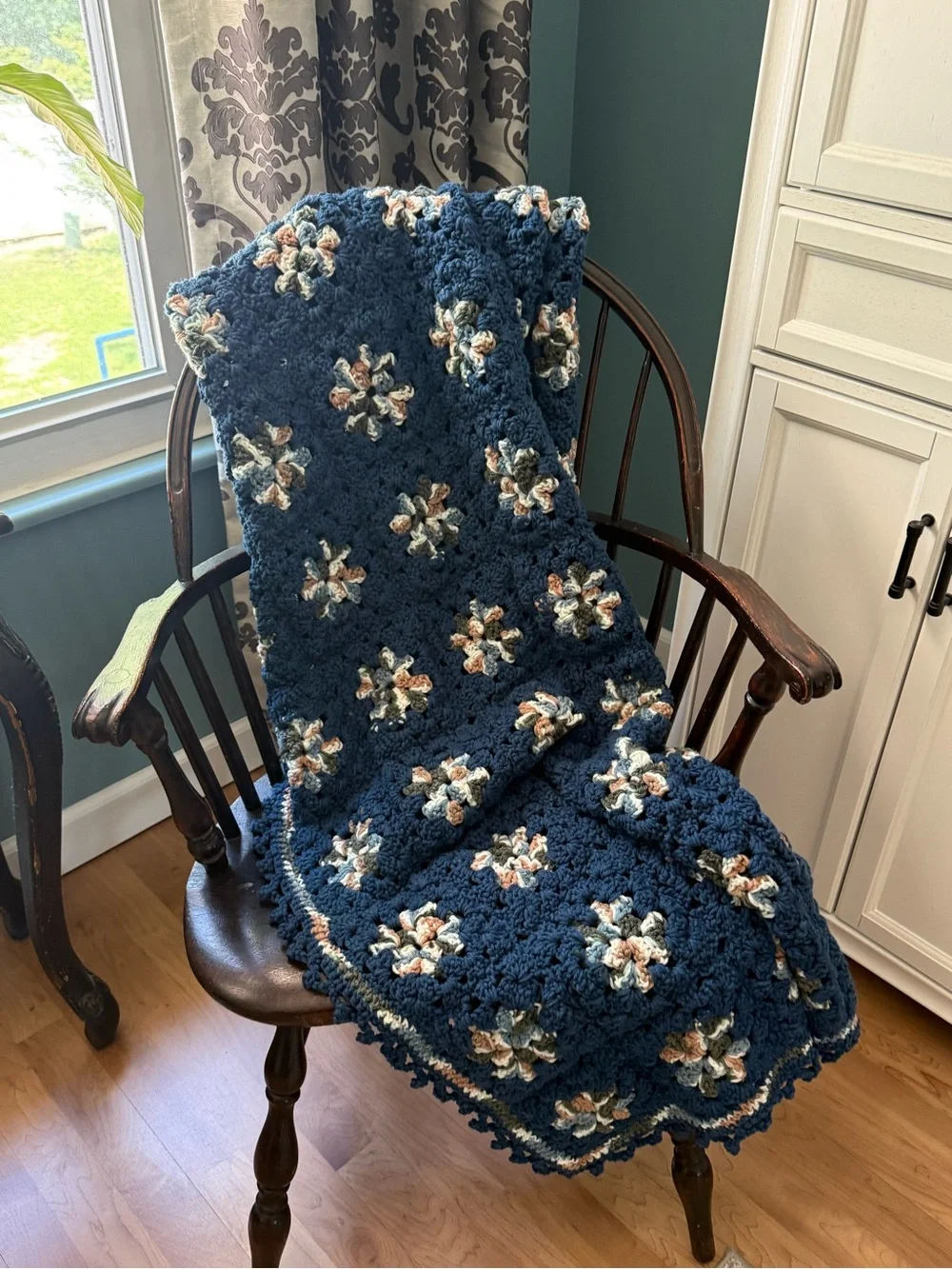 Handmade Vintage Granny Square Afghan Crochet Throw Blanket